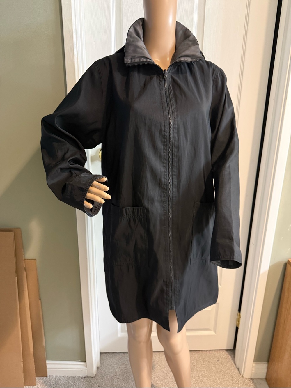 Mycra Pac Now Jacket Women 0 P US 6-8 Black Gray Reversible Raincoat Hoodie